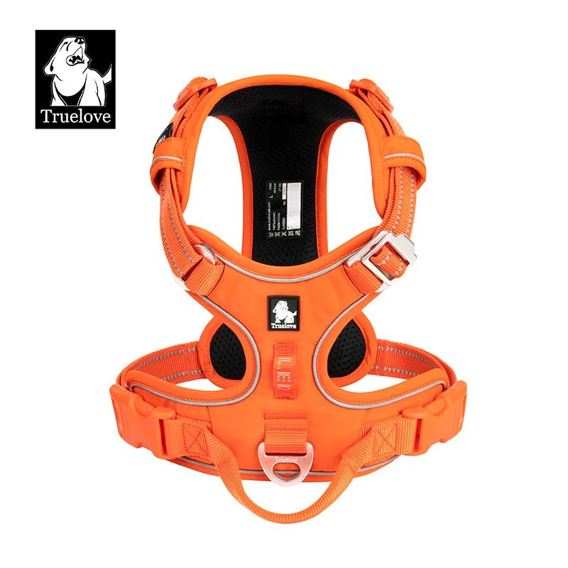 Take your walks to the next level with the Truelove harness! Designed for strength, visibility, and comfort, this vibrant orange harness features reflective strips for safety and adjustable straps for a perfect fit. - Luxempirez