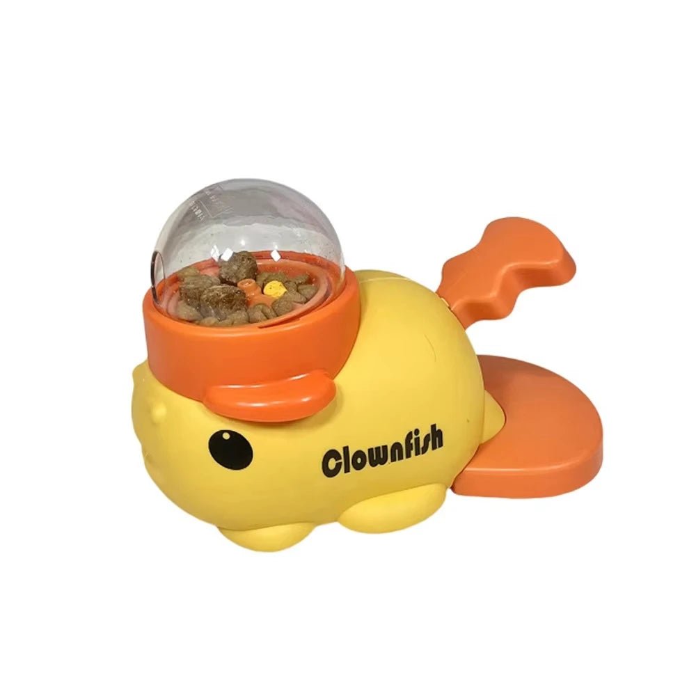 This fun and interactive dog feeder makes mealtime exciting! Designed in a playful duck shape, it dispenses kibble when your dog presses the lever with its paw, encouraging active engagement and mental stimulation. Made from sturdy, pet - safe materials. - Luxempirez