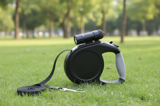 8M retractable dog leash with LED lights, perfect for powerful dogs up to 50 kg, ideal for safe and comfortable day or night walks. - Luxempirez