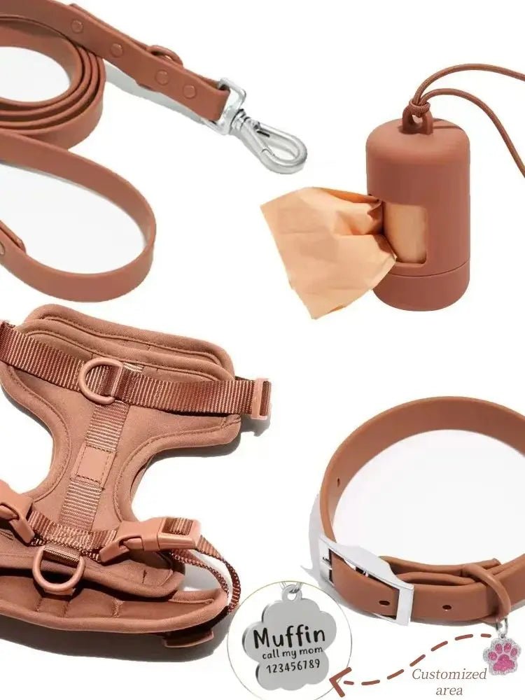 Add style to every walk with our colorful harness and accessories set! Designed for comfort and durability, each set includes a harness, leash, collar, and a handy dispenser for waste bags. Choose your favorite from a range of trendy colors. - Luxempirez