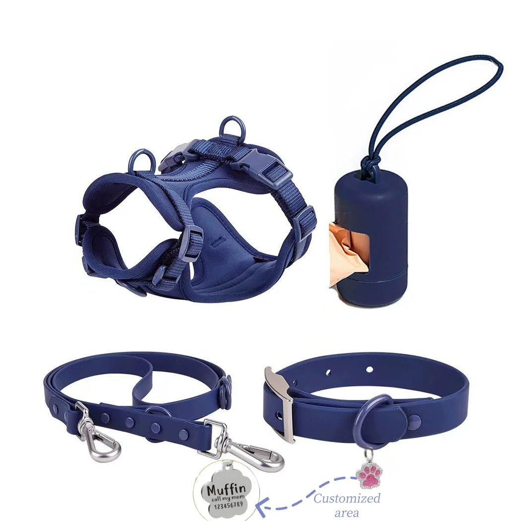 Add style to every walk with our colorful harness and accessories set! Designed for comfort and durability, each set includes a harness, leash, collar, and a handy dispenser for waste bags. Choose your favorite from a range of trendy colors. - Luxempirez