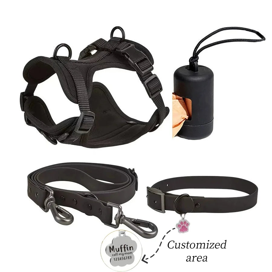 Add style to every walk with our colorful harness and accessories set! Designed for comfort and durability, each set includes a harness, leash, collar, and a handy dispenser for waste bags. Choose your favorite from a range of trendy colors. - Luxempirez
