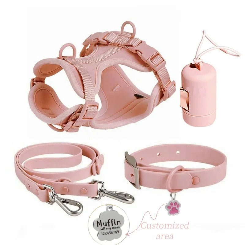 Add style to every walk with our colorful harness and accessories set! Designed for comfort and durability, each set includes a harness, leash, collar, and a handy dispenser for waste bags. Choose your favorite from a range of trendy colors. - Luxempirez