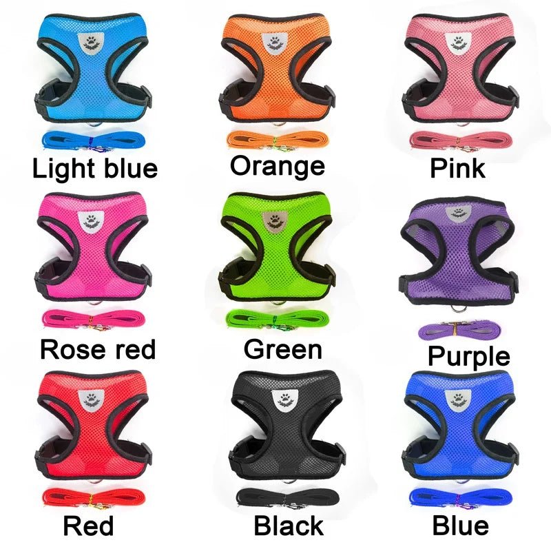 Adjustable Mesh Cat Harness – Soft Breathable Vest with Leash for Small & Medium Pets - Luxempirez