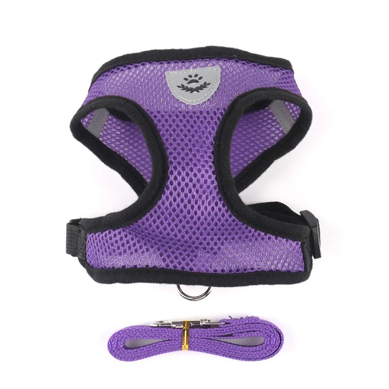 Adjustable Mesh Cat Harness – Soft Breathable Vest with Leash for Small & Medium Pets - Luxempirez