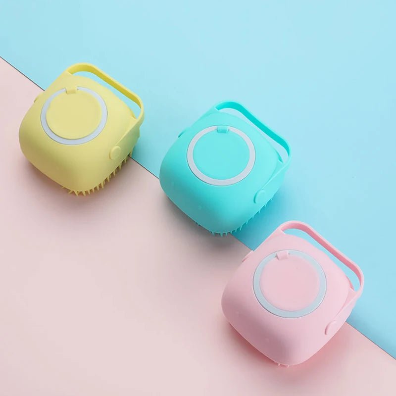 Bathroom Puppy Big Dog Cat Bath Massage Gloves Brush is a soft silicone grooming tool that makes bath time easier, safer and more relaxing for both dogs and cats. - Luxempirez