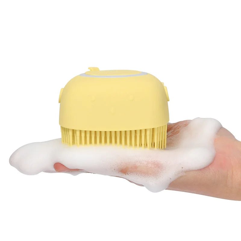 Bathroom Puppy Big Dog Cat Bath Massage Gloves Brush is a soft silicone grooming tool that makes bath time easier, safer and more relaxing for both dogs and cats. - Luxempirez