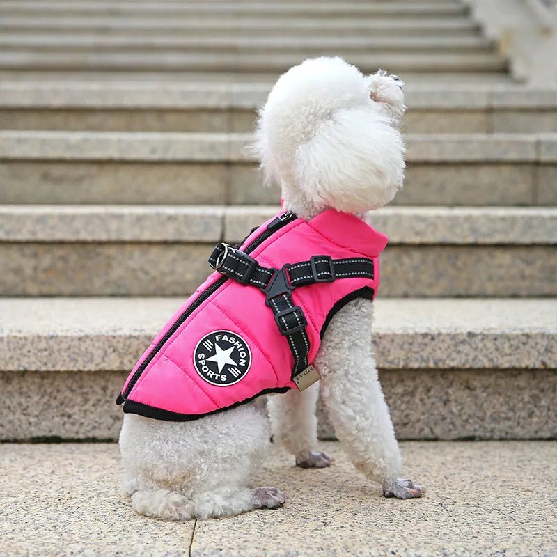 Brighten up your walks with this stylish pink dog harness jacket, designed for both comfort and safety. Made from lightweight, durable material, it features adjustable straps and sturdy buckles for a secure fit. The reflective accents. - Luxempirez