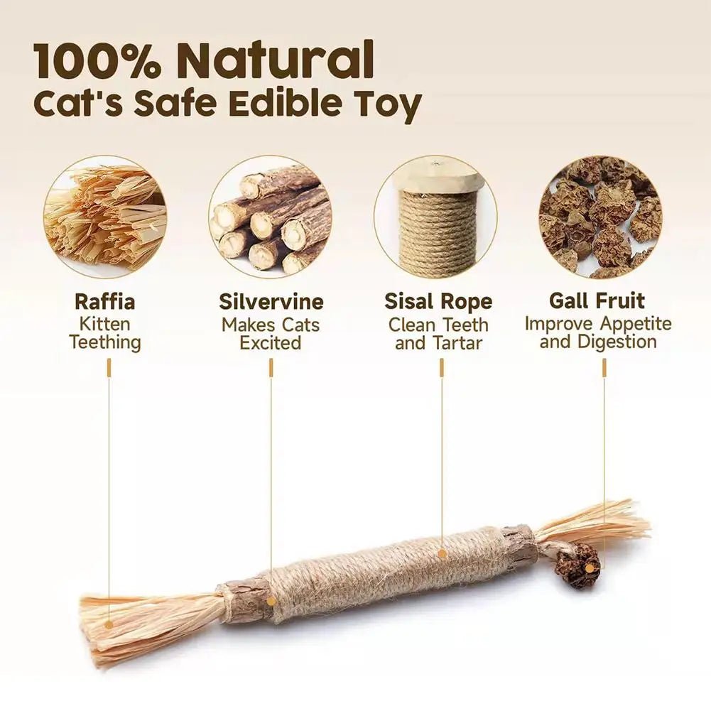 Cat chew stick with natural catnip perfect for play and dental care. This tasty chew helps clean teeth and freshen breath while your cat bites and chews. Made with safe, natural ingredients and premium catnip to keep your cat relaxed and entertained. - Luxempirez