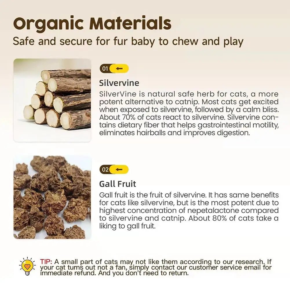 Cat chew stick with natural catnip perfect for play and dental care. This tasty chew helps clean teeth and freshen breath while your cat bites and chews. Made with safe, natural ingredients and premium catnip to keep your cat relaxed and entertained. - Luxempirez