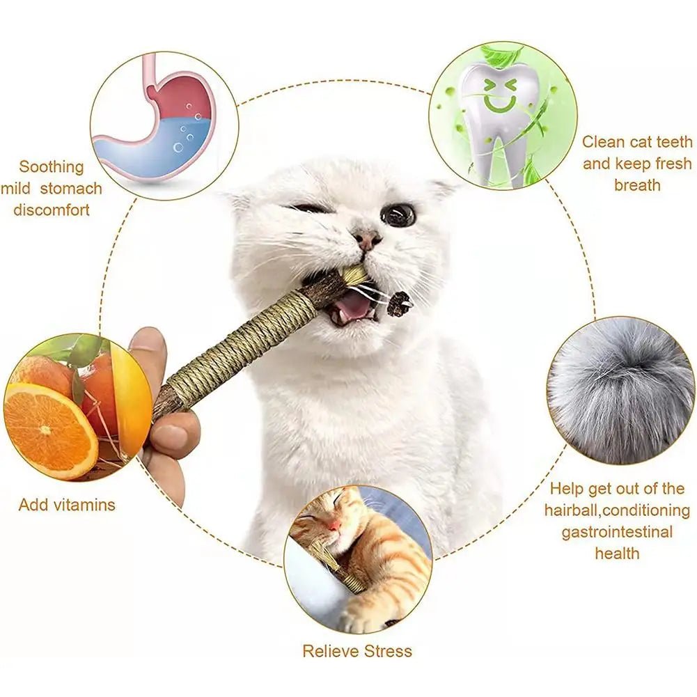 Cat chew stick with natural catnip perfect for play and dental care. This tasty chew helps clean teeth and freshen breath while your cat bites and chews. Made with safe, natural ingredients and premium catnip to keep your cat relaxed and entertained. - Luxempirez