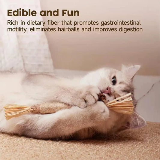 Cat chew stick with natural catnip perfect for play and dental care. This tasty chew helps clean teeth and freshen breath while your cat bites and chews. Made with safe, natural ingredients and premium catnip to keep your cat relaxed and entertained. - Luxempirez