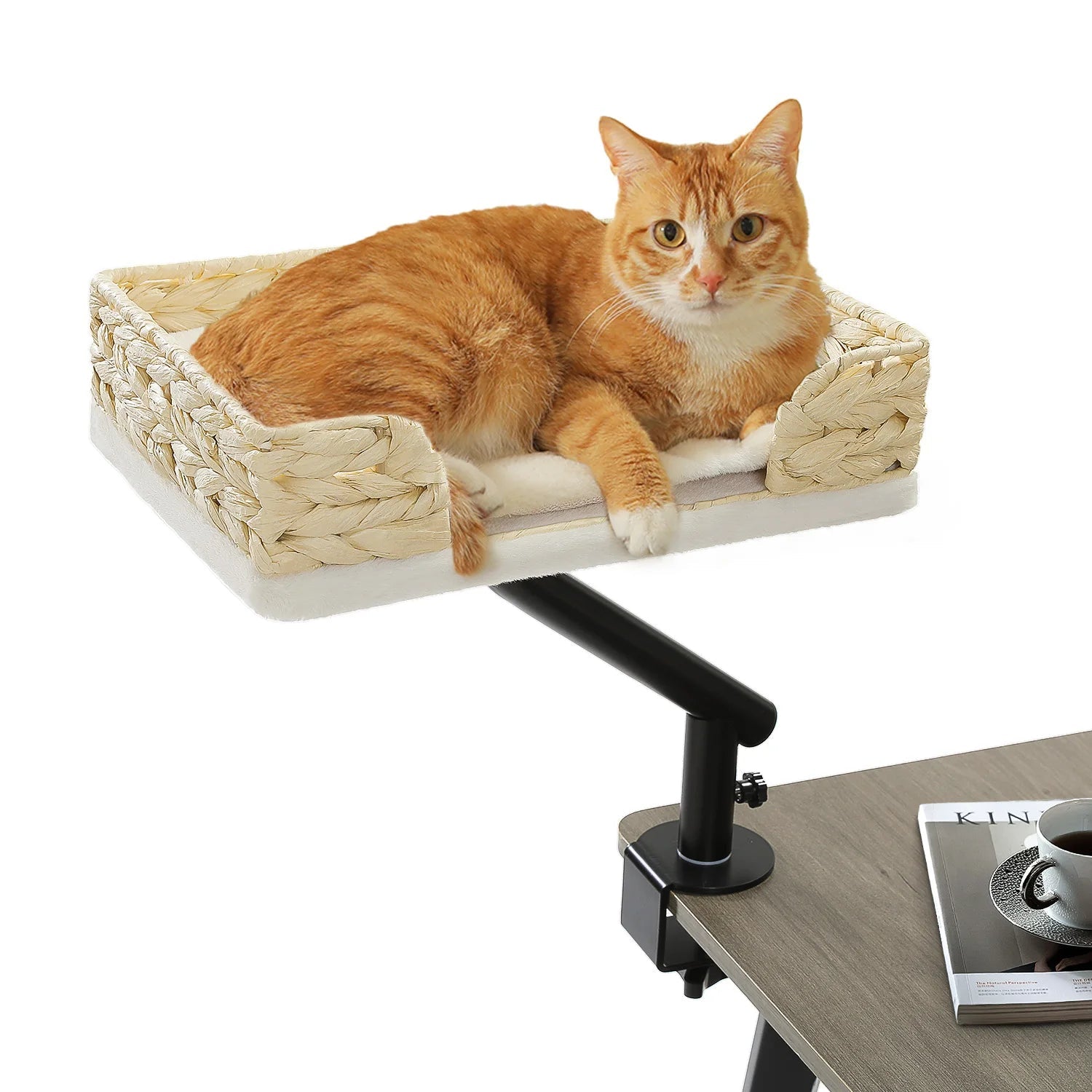 Cozy elevated cat bed that gives your kitty a private, plush spot to sleep right next to you while saving space on your desk or table. - Luxempirez