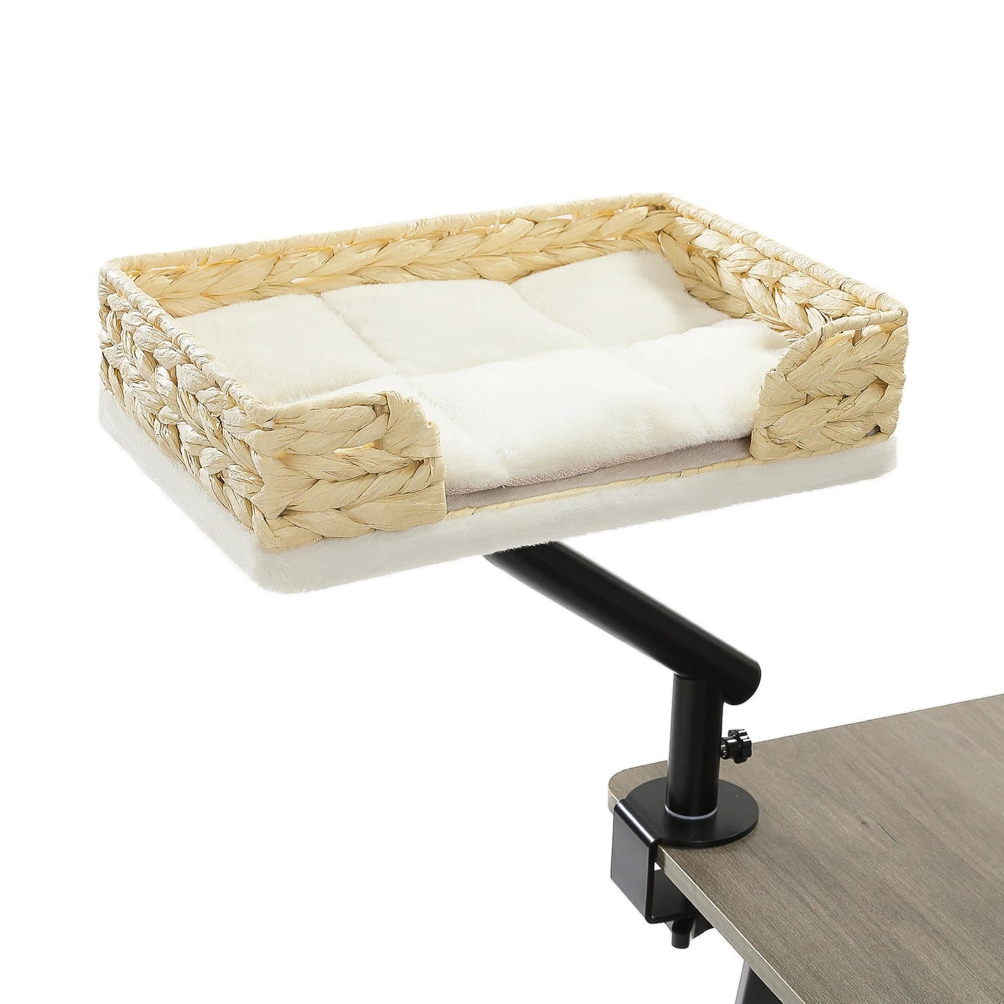 Cozy elevated cat bed that gives your kitty a private, plush spot to sleep right next to you while saving space on your desk or table. - Luxempirez