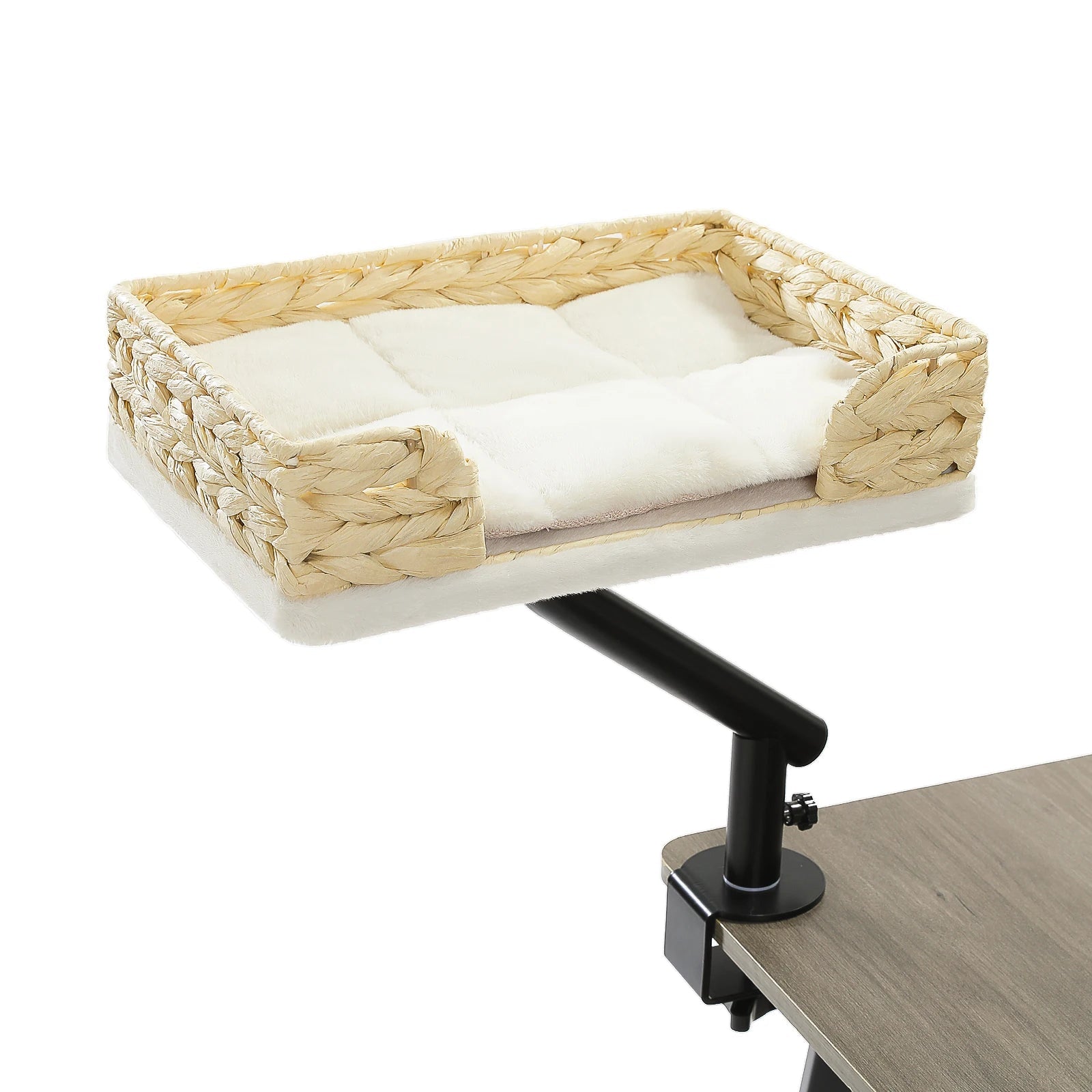 Cozy elevated cat bed that gives your kitty a private, plush spot to sleep right next to you while saving space on your desk or table. - Luxempirez