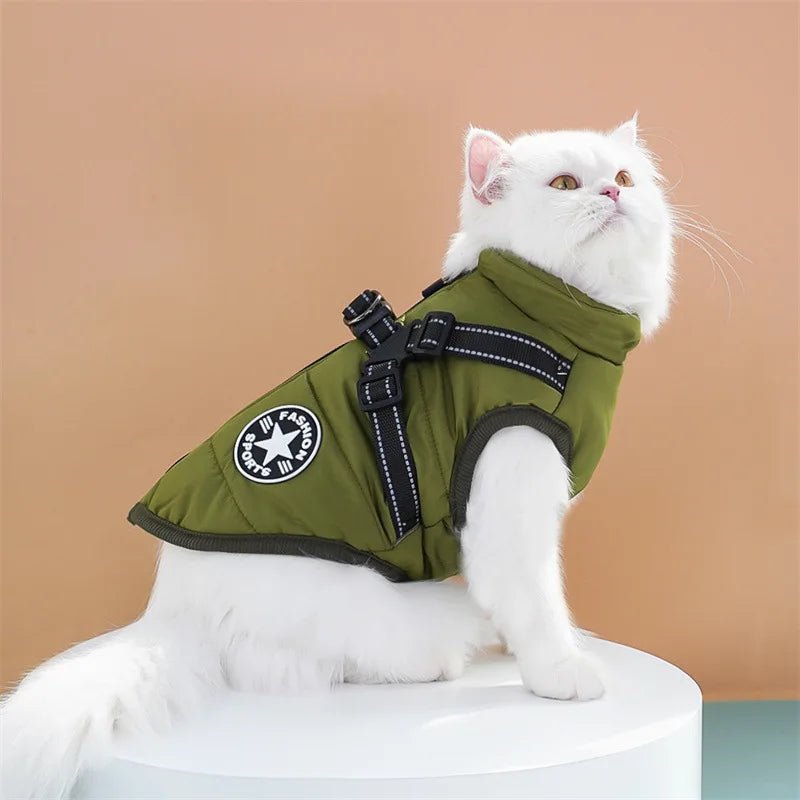 Cozy winter cotton vests keep your dog or cat warm, comfortable, and protected during cold - weather walks and outdoor play.These thick padded coats are designed to insulate the chest and back, helping small and medium pets maintain body heat. - Luxempirez
