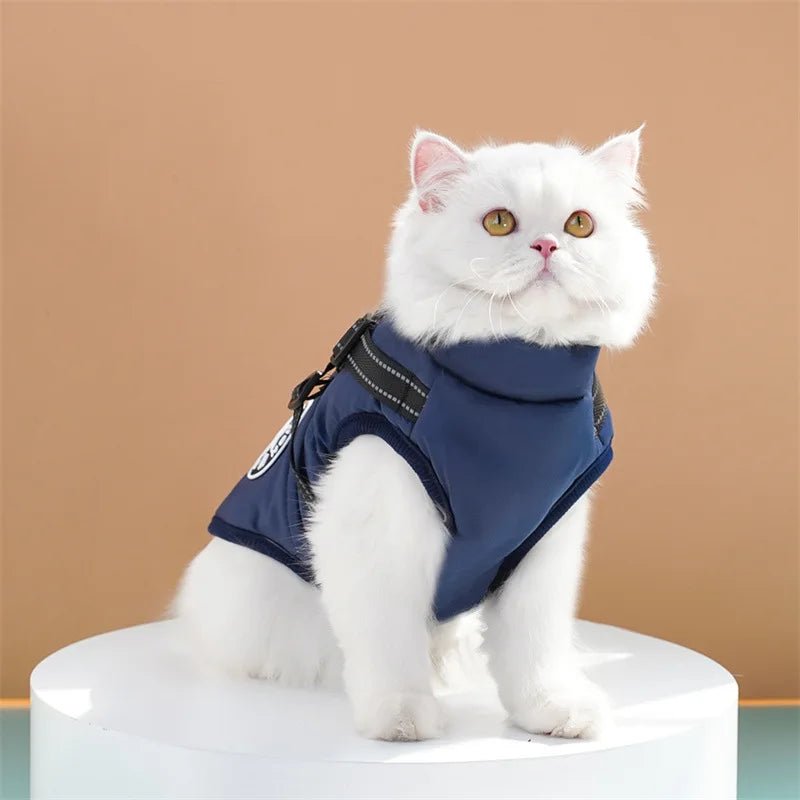 Cozy winter cotton vests keep your dog or cat warm, comfortable, and protected during cold - weather walks and outdoor play.These thick padded coats are designed to insulate the chest and back, helping small and medium pets maintain body heat. - Luxempirez