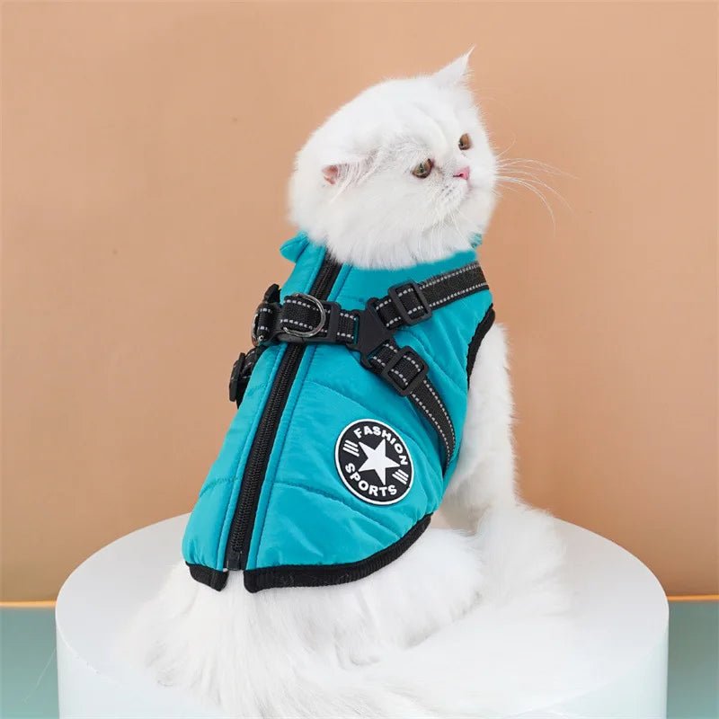 Cozy winter cotton vests keep your dog or cat warm, comfortable, and protected during cold - weather walks and outdoor play.These thick padded coats are designed to insulate the chest and back, helping small and medium pets maintain body heat. - Luxempirez
