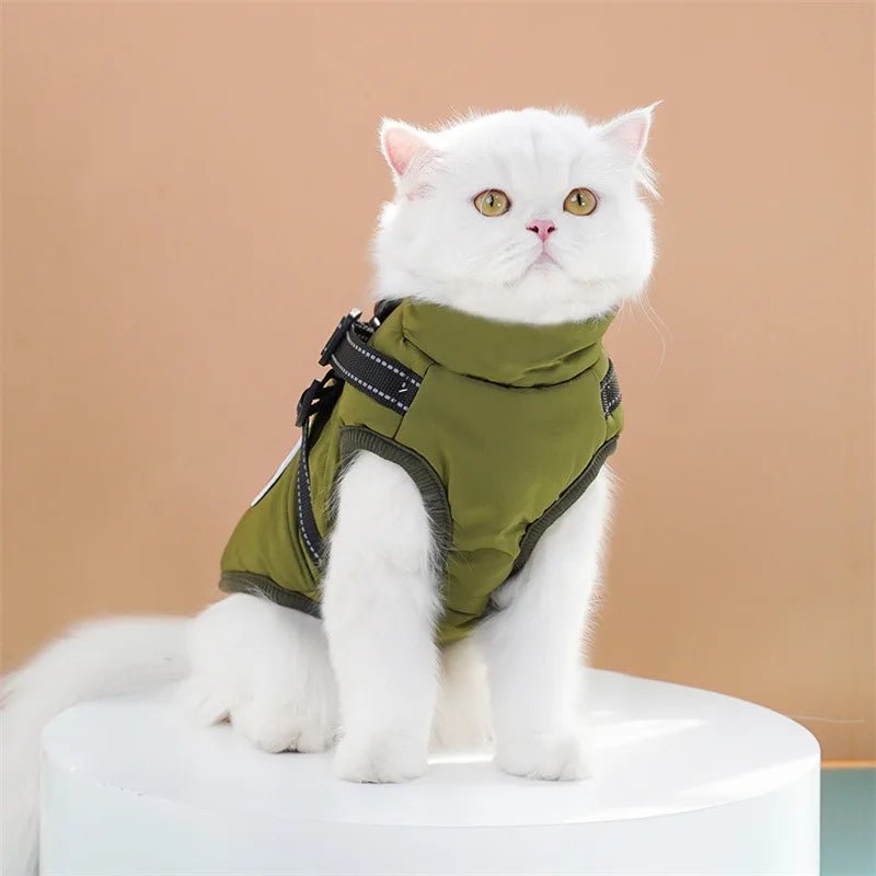 Cozy winter cotton vests keep your dog or cat warm, comfortable, and protected during cold - weather walks and outdoor play.These thick padded coats are designed to insulate the chest and back, helping small and medium pets maintain body heat. - Luxempirez