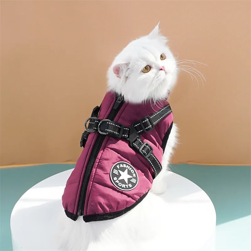 Cozy winter cotton vests keep your dog or cat warm, comfortable, and protected during cold - weather walks and outdoor play.These thick padded coats are designed to insulate the chest and back, helping small and medium pets maintain body heat. - Luxempirez