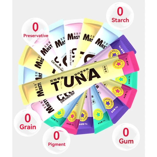 Creamy liquid cat snack sticks made with real tuna, chicken and cod for irresistible taste. Soft, lickable texture is perfect for picky eaters and cats with sensitive teeth.Ideal as a daily treat, food topper or reward to strengthen the bond with your cat - Luxempirez