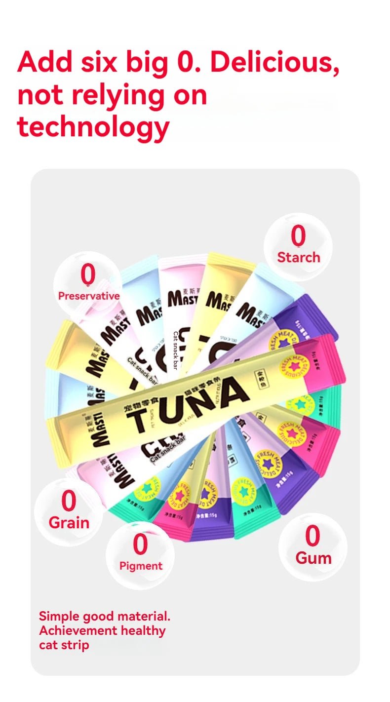 Creamy liquid cat snack sticks made with real tuna, chicken and cod for irresistible taste. Soft, lickable texture is perfect for picky eaters and cats with sensitive teeth.Ideal as a daily treat, food topper or reward to strengthen the bond with your cat - Luxempirez