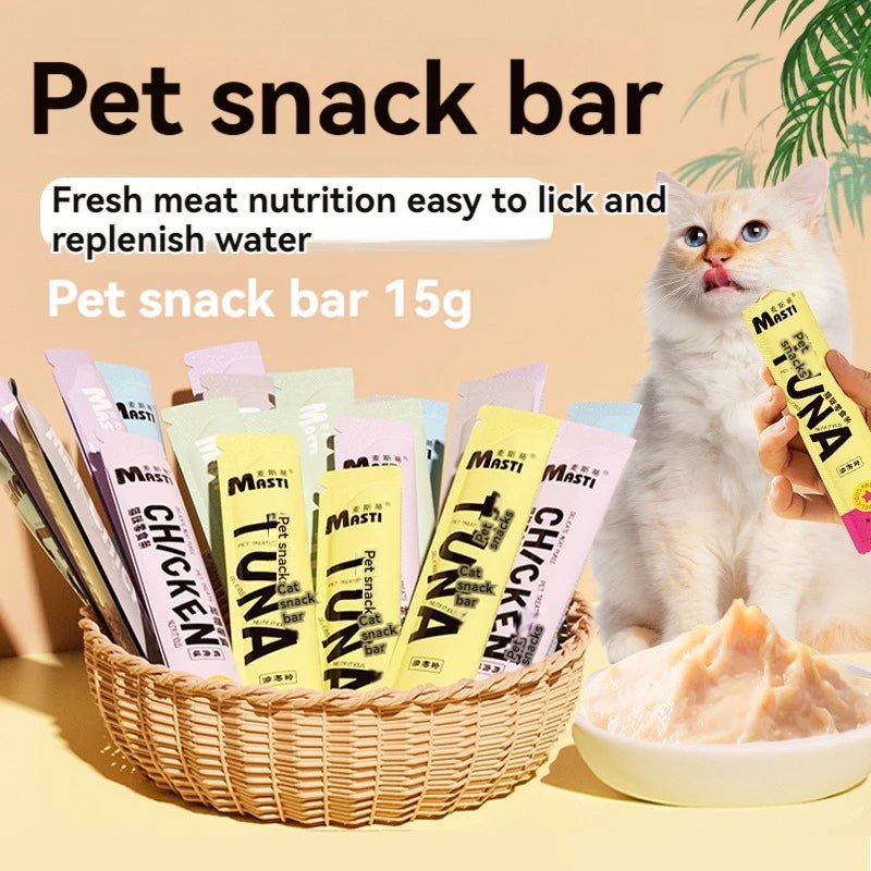 Creamy liquid cat snack sticks made with real tuna, chicken and cod for irresistible taste. Soft, lickable texture is perfect for picky eaters and cats with sensitive teeth.Ideal as a daily treat, food topper or reward to strengthen the bond with your cat - Luxempirez