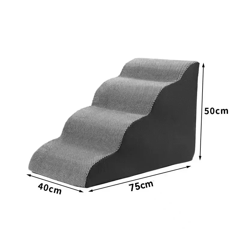 Curved Dog Stairs Ramp for High Beds – Non - Slip Soft Steps for Small Dogs & Cats - Luxempirez