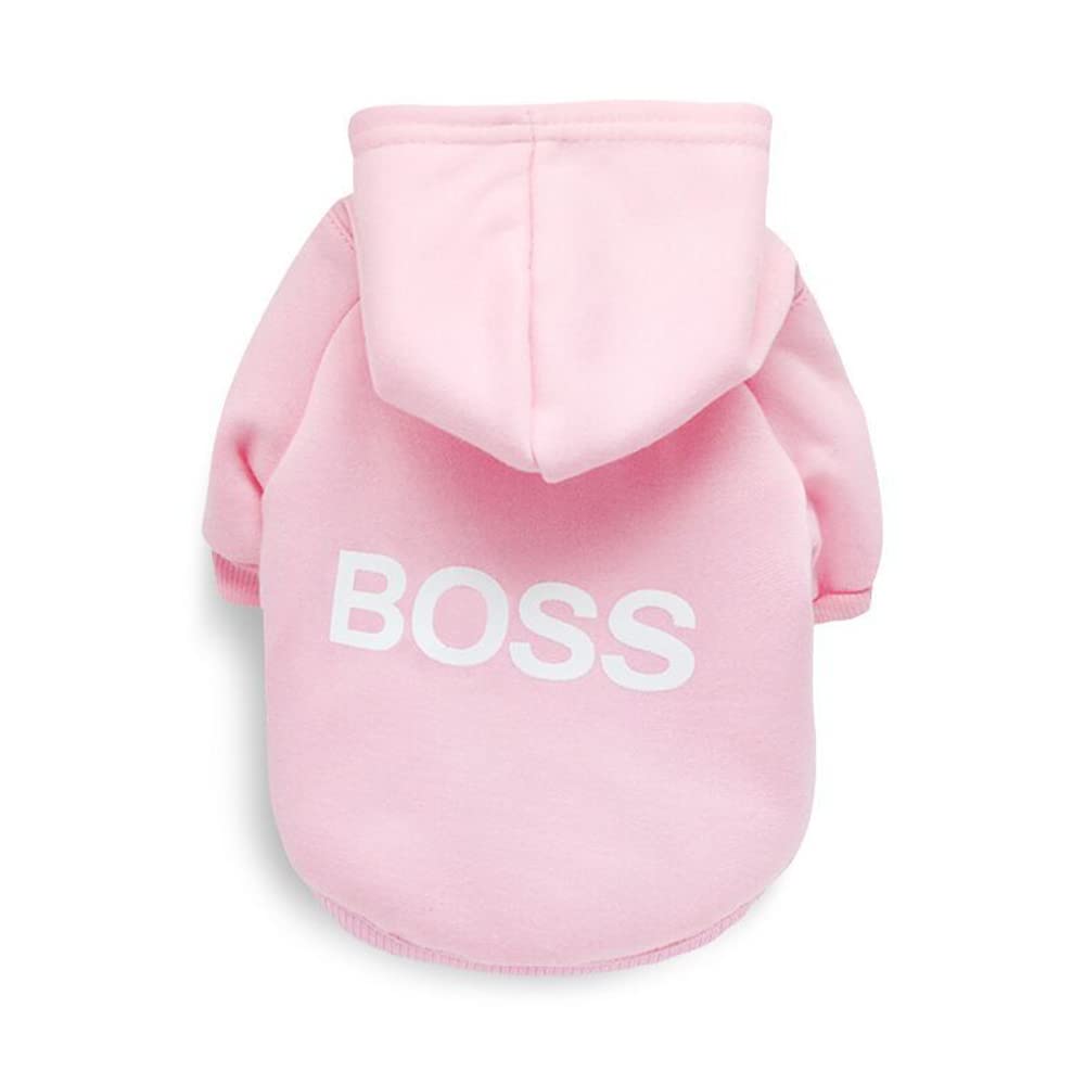 Dog Hoodie Boss Print Dog Jumper Soft Fleece Pet Clothes Warm Dog Jacket Coat - Luxempirez