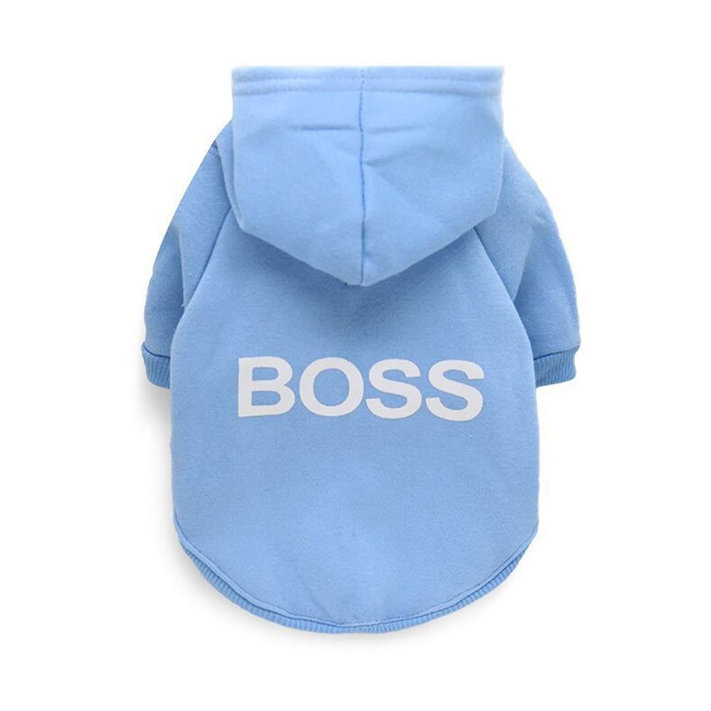 Dog Hoodie Boss Print Dog Jumper Soft Fleece Pet Clothes Warm Dog Jacket Coat - Luxempirez
