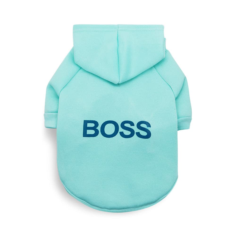 Dog Hoodie Boss Print Dog Jumper Soft Fleece Pet Clothes Warm Dog Jacket Coat - Luxempirez
