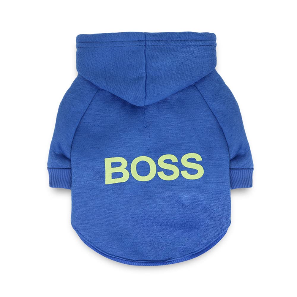 Dog Hoodie Boss Print Dog Jumper Soft Fleece Pet Clothes Warm Dog Jacket Coat - Luxempirez