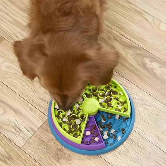 Dog Puzzle Slow Feeder Bowl interactive enrichment feeder with rotating layers that turns mealtime into a fun brain game while slowing down eating and reducing anxiety. - Luxempirez