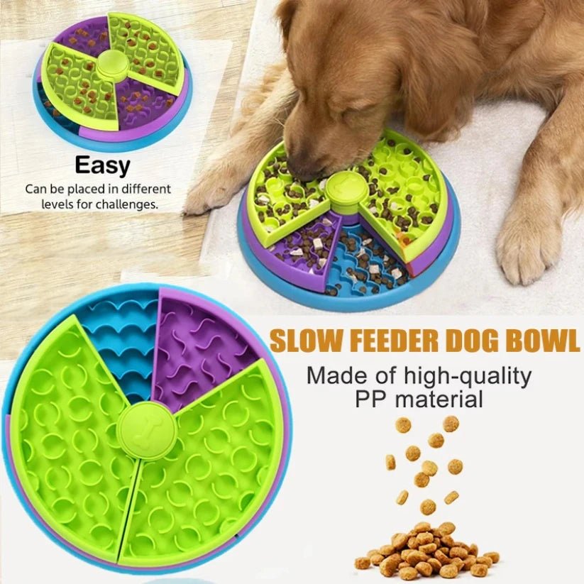 Dog Puzzle Slow Feeder Bowl mangeoire d'enrichissement interactive avec des couches rotatives qui transforme l'heure des repas en un jeu cérébral amusant tout en ralentissant l'alimentation et en réduisant l'anxiété. - Luxempirez