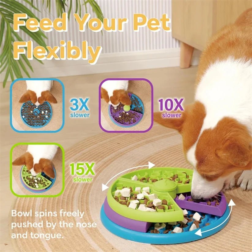 Dog Puzzle Slow Feeder Bowl mangeoire d'enrichissement interactive avec des couches rotatives qui transforme l'heure des repas en un jeu cérébral amusant tout en ralentissant l'alimentation et en réduisant l'anxiété. - Luxempirez