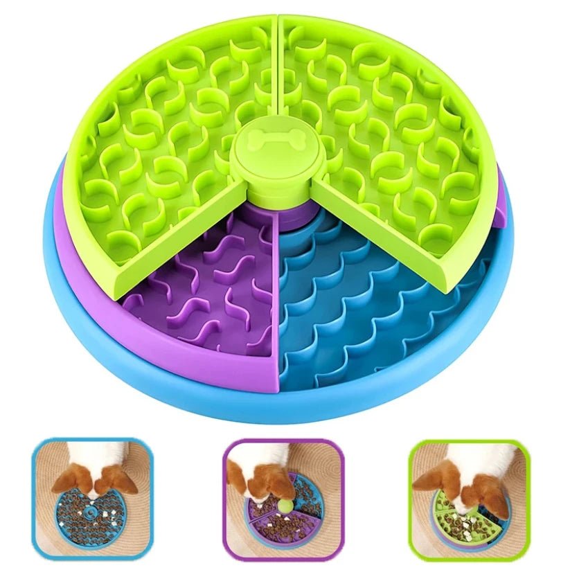 Dog Puzzle Slow Feeder Bowl mangeoire d'enrichissement interactive avec des couches rotatives qui transforme l'heure des repas en un jeu cérébral amusant tout en ralentissant l'alimentation et en réduisant l'anxiété. - Luxempirez