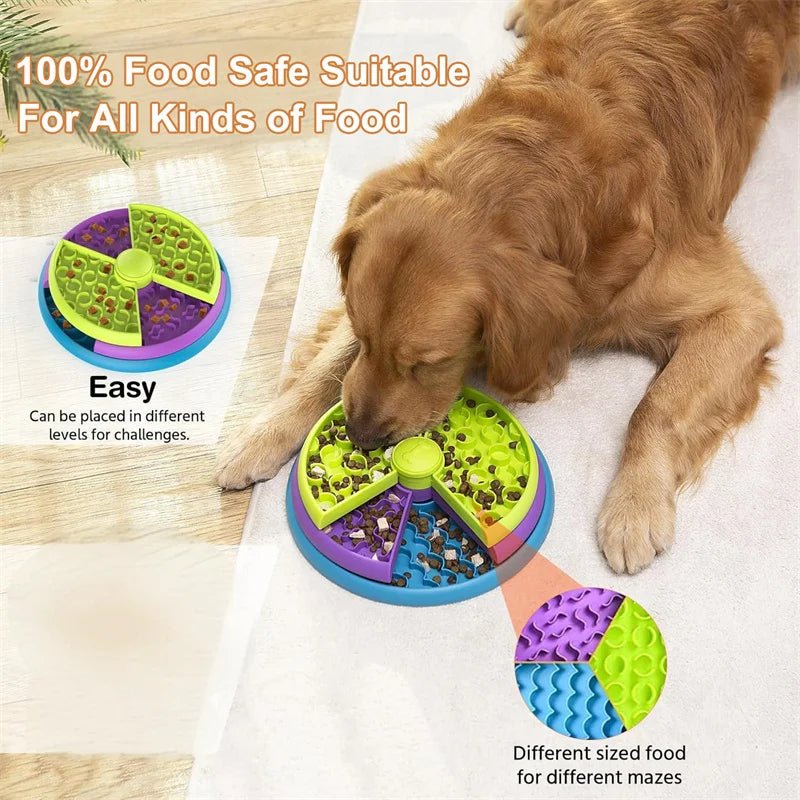Dog Puzzle Slow Feeder Bowl mangeoire d'enrichissement interactive avec des couches rotatives qui transforme l'heure des repas en un jeu cérébral amusant tout en ralentissant l'alimentation et en réduisant l'anxiété. - Luxempirez