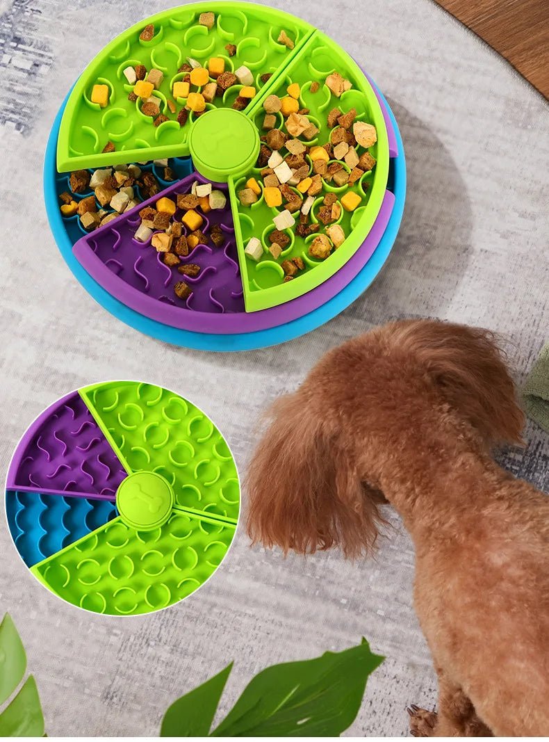 Dog Puzzle Slow Feeder Bowl mangeoire d'enrichissement interactive avec des couches rotatives qui transforme l'heure des repas en un jeu cérébral amusant tout en ralentissant l'alimentation et en réduisant l'anxiété. - Luxempirez