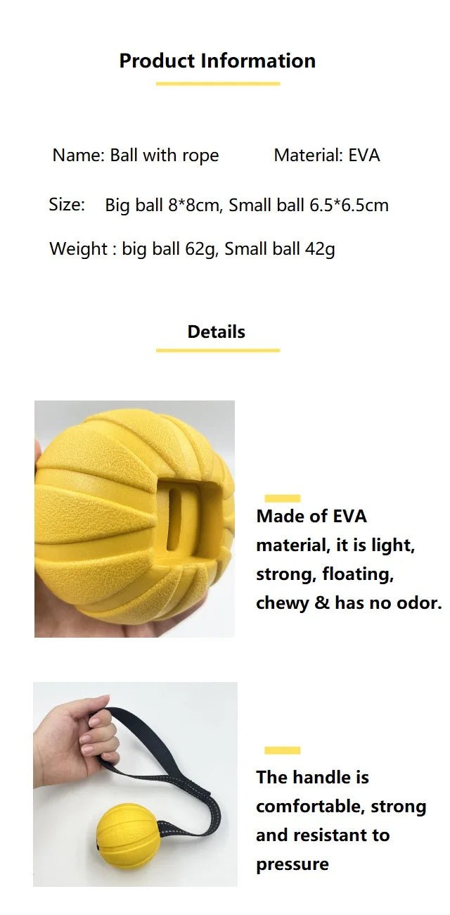 Balle en mousse EVA durable sur corde conçue pour les jeux interactifs de traction et de récupération, idéale pour entraîner et exercer les chiens de petite, moyenne et grande taille. - Luxempirez