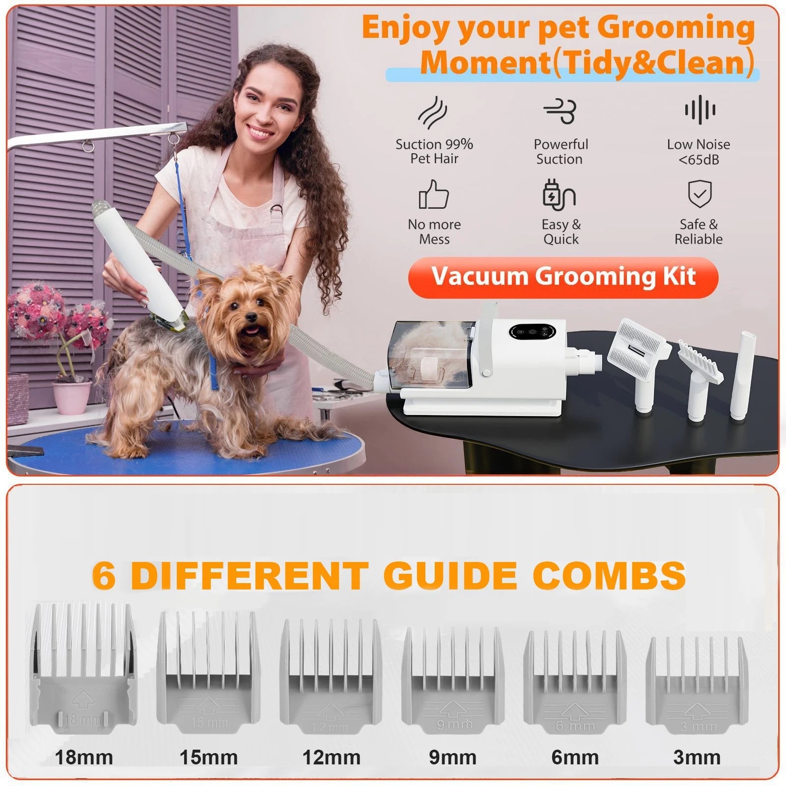 Efficient 8‑in‑1 grooming kit with vacuum and dryer that removes loose hair while keeping your home clean and your pet calm. - Luxempirez