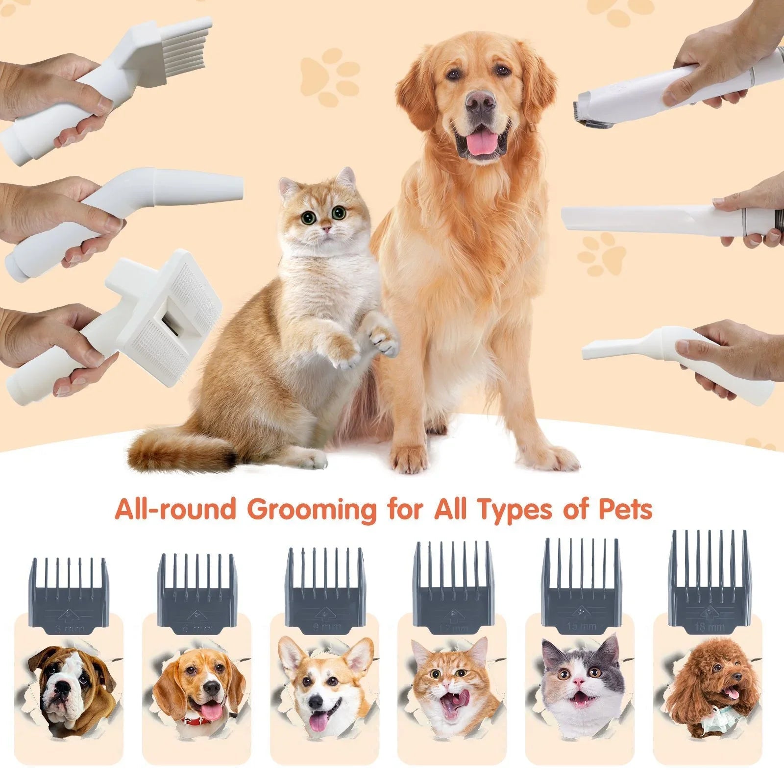 Efficient 8‑in‑1 grooming kit with vacuum and dryer that removes loose hair while keeping your home clean and your pet calm. - Luxempirez
