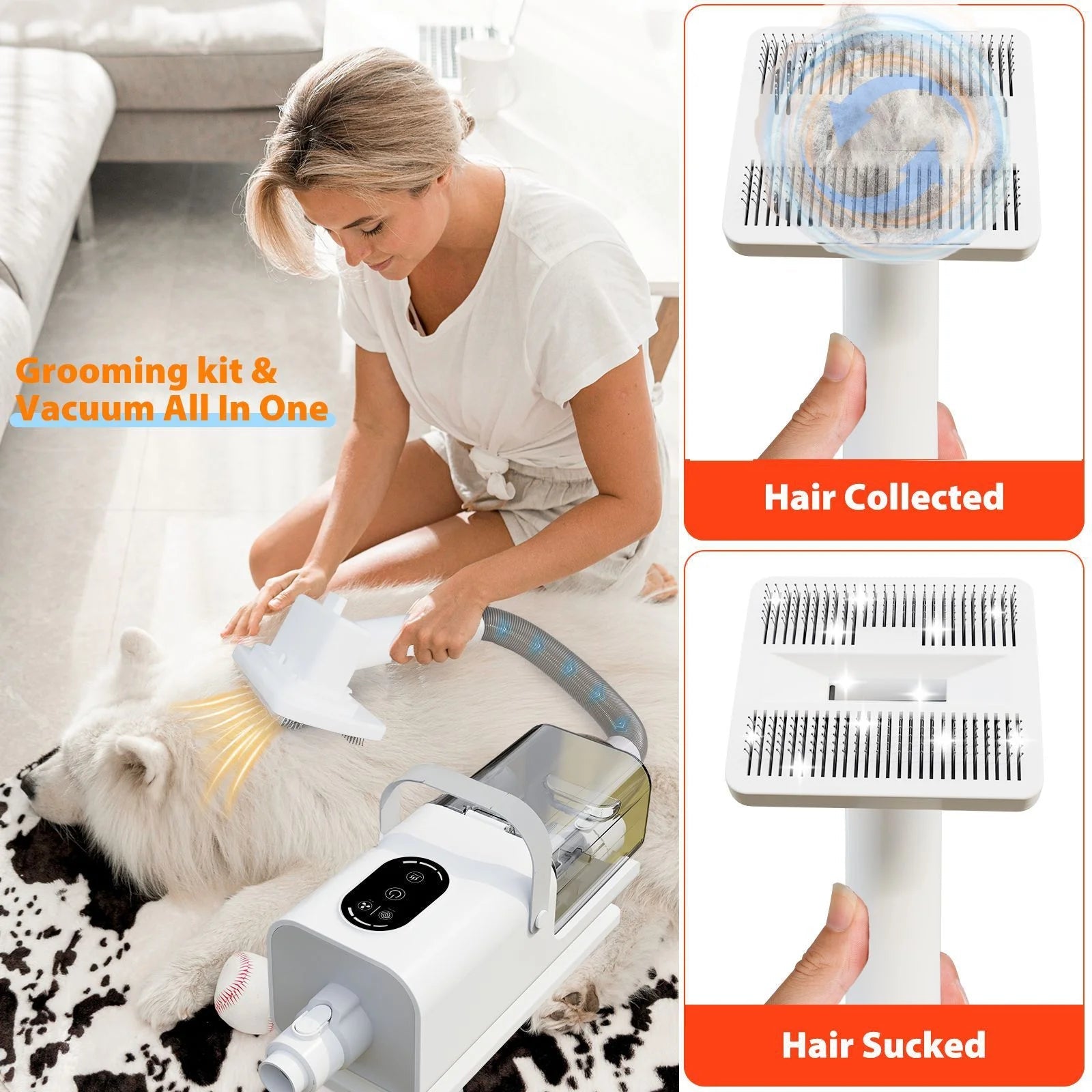 Efficient 8‑in‑1 grooming kit with vacuum and dryer that removes loose hair while keeping your home clean and your pet calm. - Luxempirez