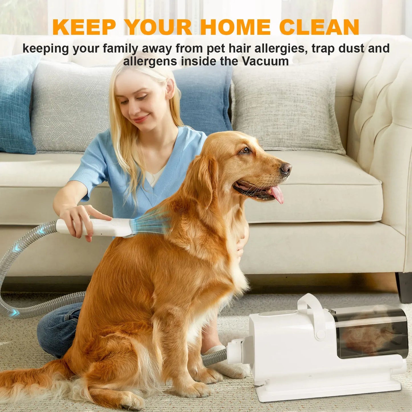 Efficient 8‑in‑1 grooming kit with vacuum and dryer that removes loose hair while keeping your home clean and your pet calm. - Luxempirez