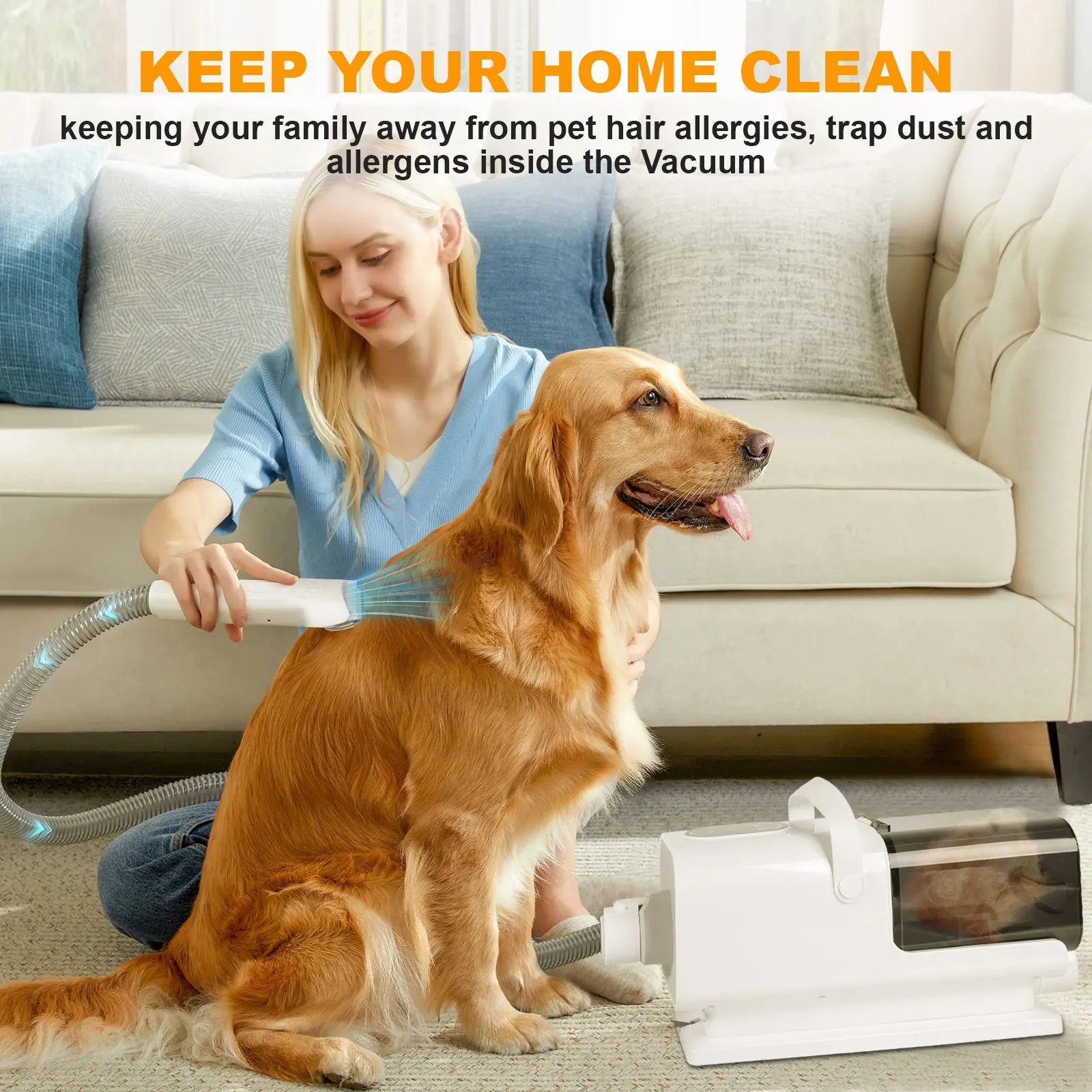 Efficient 8‑in‑1 grooming kit with vacuum and dryer that removes loose hair while keeping your home clean and your pet calm. - Luxempirez