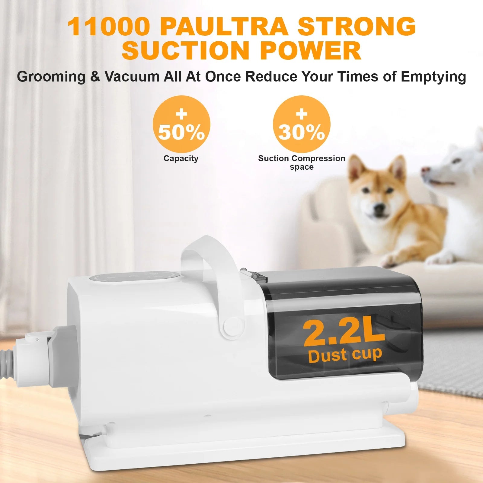 Efficient 8‑in‑1 grooming kit with vacuum and dryer that removes loose hair while keeping your home clean and your pet calm. - Luxempirez