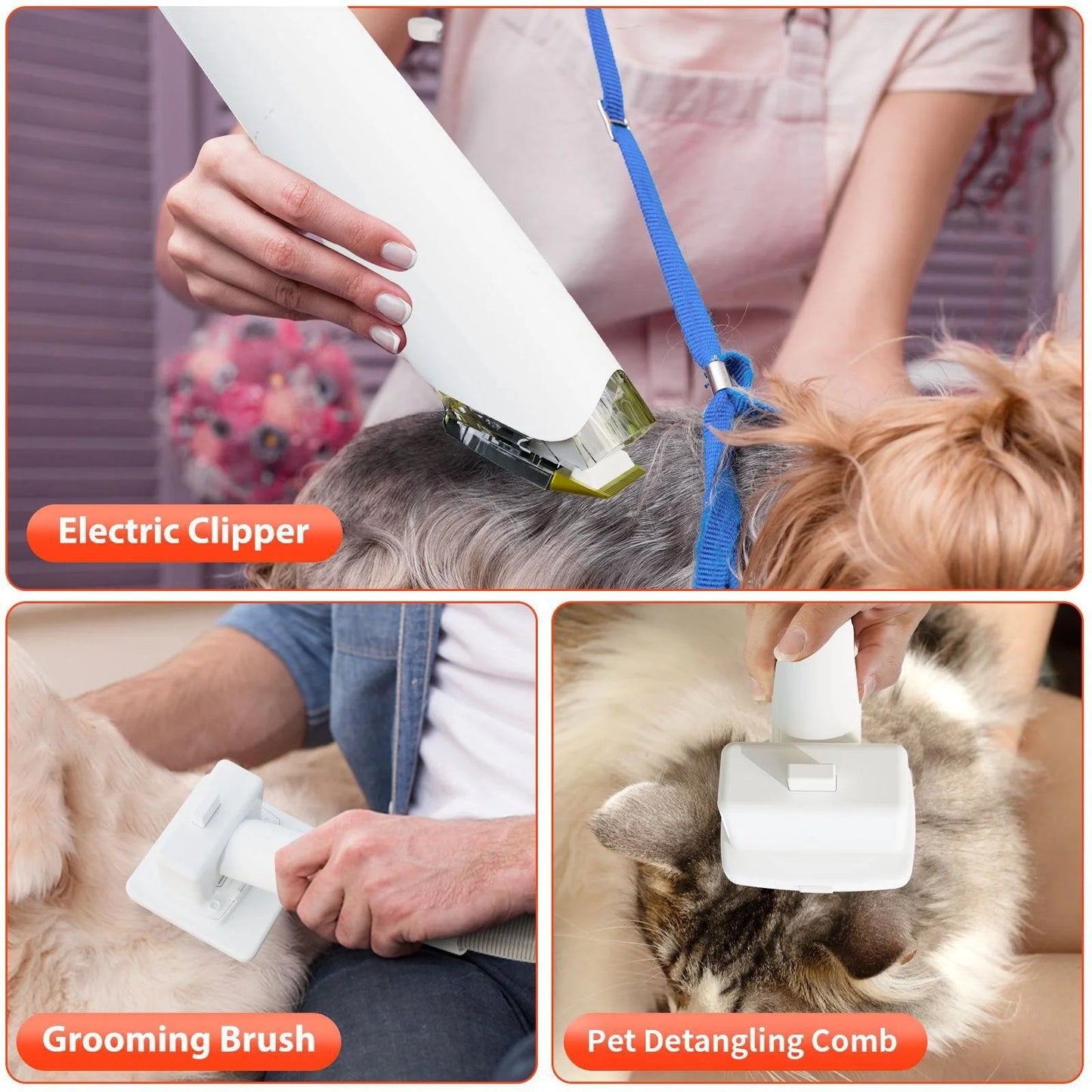 Efficient 8‑in‑1 grooming kit with vacuum and dryer that removes loose hair while keeping your home clean and your pet calm. - Luxempirez