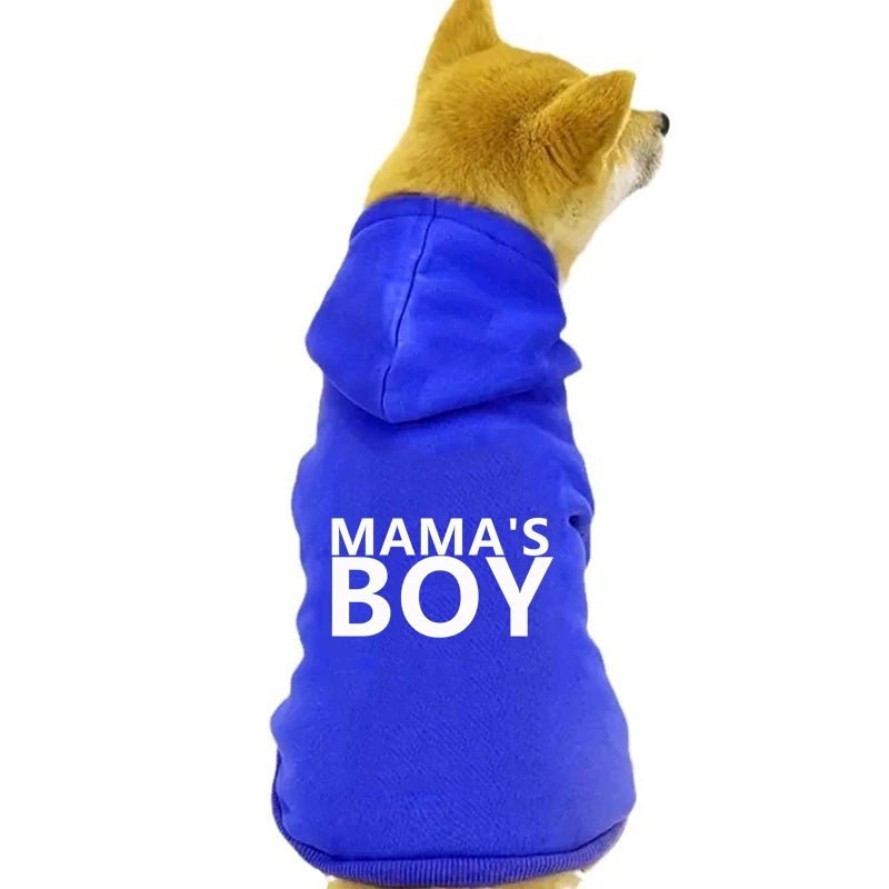 Elevate your beloved pet's style with our exclusive "Mama's Boy" Luxe Jacket — a perfect blend of comfort and chic sophistication. Crafted from premium, soft fabric, this hoodie offers warmth and a snug fit - Luxempirez