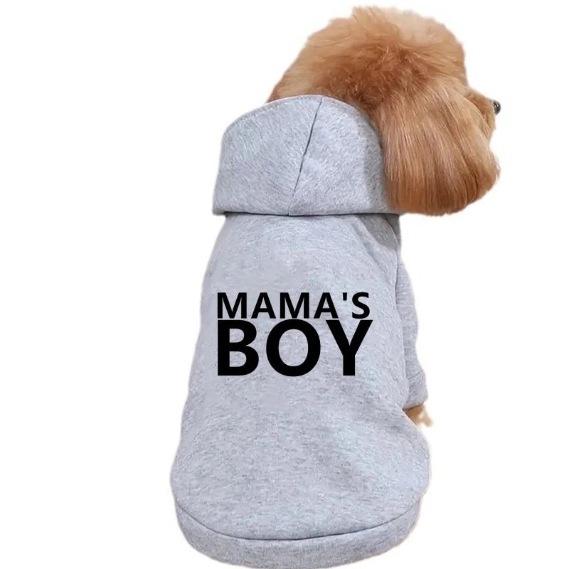 Elevate your beloved pet's style with our exclusive "Mama's Boy" Luxe Jacket — a perfect blend of comfort and chic sophistication. Crafted from premium, soft fabric, this hoodie offers warmth and a snug fit - Luxempirez