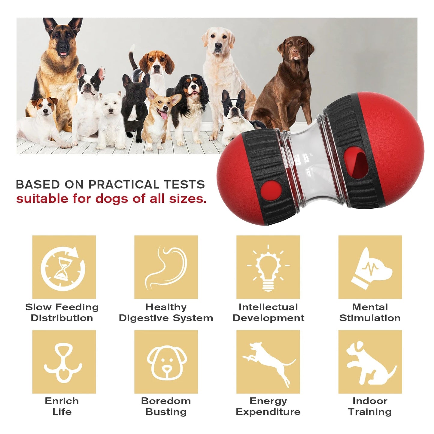 Elevate your dog's playtime with this luxury interactive treat dispenser. Its vibrant, premium finish and innovative design provide both mental stimulation and endless fun encouraging your pet to solve, roll, and enjoy tasty rewards. - Luxempirez