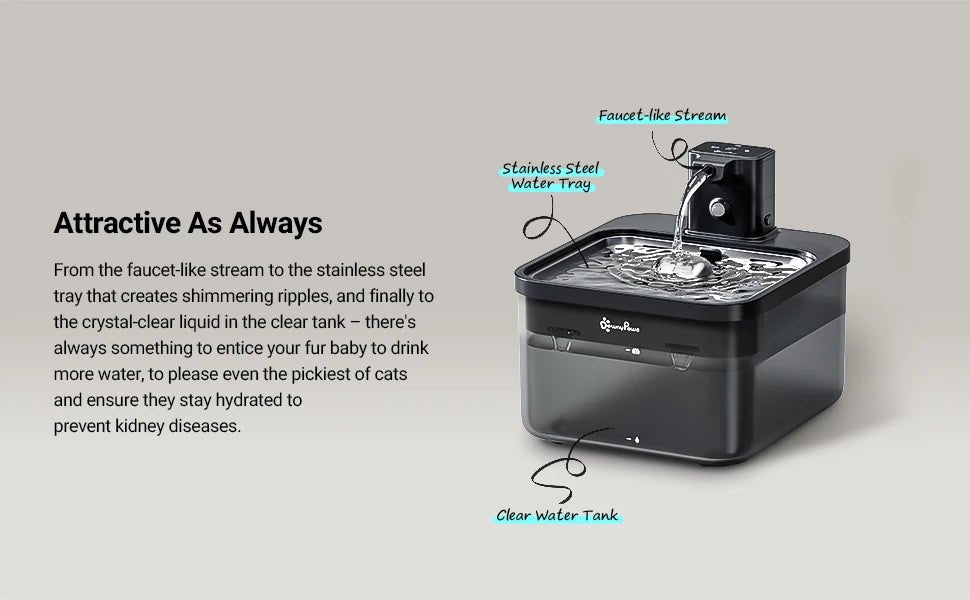 Améliorez l'hydratation de votre animal avec notre fontaine à eau de luxe dotée d'une batterie rechargeable amovible pour un chargement sans effort, d'un réservoir spacieux de 1 300 ml et d'une charge rapide de 4,5 heures. Fraîcheur ininterrompue et élégance moderne pour votre maison. - Luxempirez